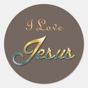 I Love Jesus Brown Sticker