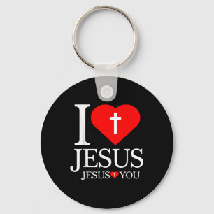 I Love Jesus Christian Cross God Faith Bible Relig Keychain