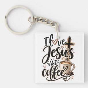 I love Jesus & coffee Keychain