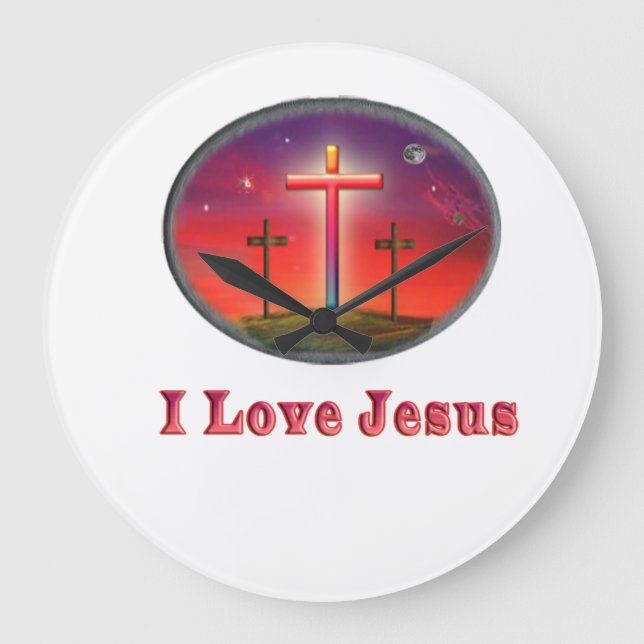 I love Jesus gifts Large Clock (Front)