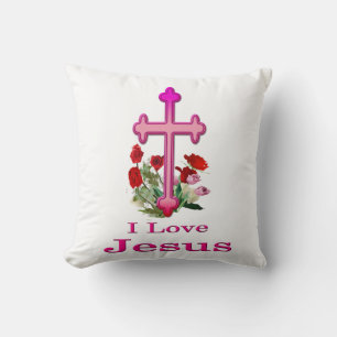 I love Jesus gifts Throw Pillow