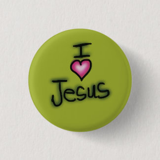 I Love Jesus I Heart Jesus Green 1 Inch Round Button