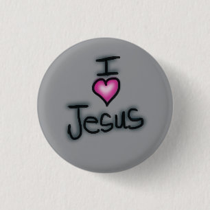 I Love Jesus I Heart Jesus Grey 1 Inch Round Button