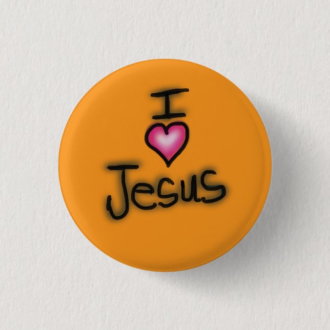 I Love Jesus I Heart Jesus Orange  1 Inch Round Button (Front)