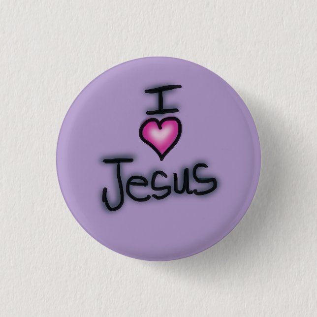 I Love Jesus I Heart Jesus Purple  1 Inch Round Button (Front)
