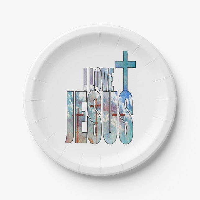 I Love Jesus Paper Plates (Front)