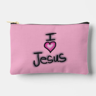 I Love Jesus Pink and Black  Accessory Pouch