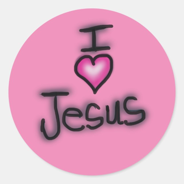 I Love Jesus Pink Heart  Classic Round Sticker (Front)
