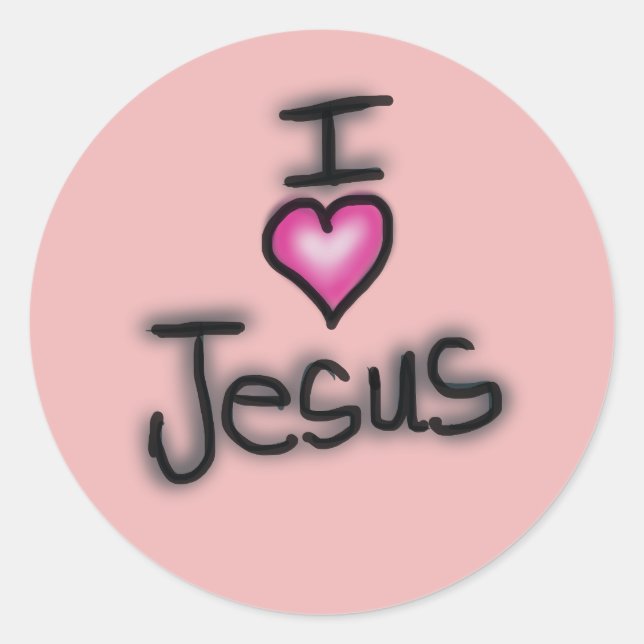 I Love Jesus Pink Heart  Classic Round Sticker (Front)