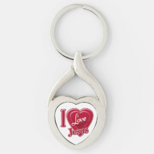 I Love Jesus Red Heart Keychain