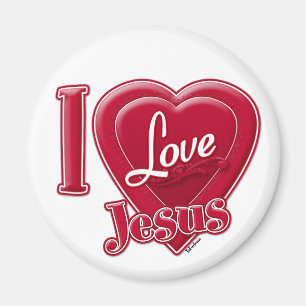 I Love Jesus Red Heart Magnet