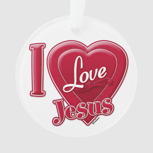 I Love Jesus Red Heart Ornament (Front)