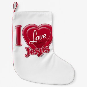 I Love Jesus Red Heart Small Christmas Stocking