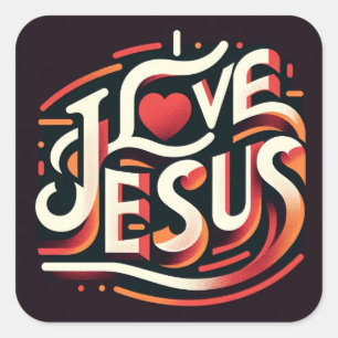 I Love Jesus Religious Christian Square Sticker