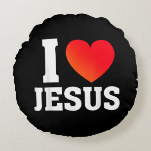 I Love Jesus Round Pillow