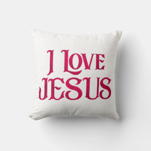 I Love Jesus Typography Quote Throw Pillow