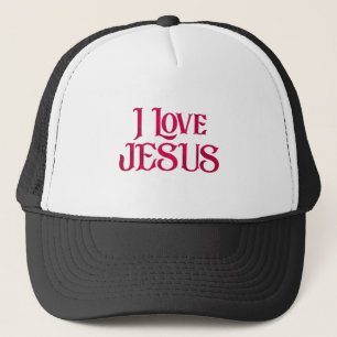 I Love Jesus Typography Quote Trucker Hat