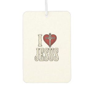 I Love Jesus Vintage Engraving Faith Shirt Design_ Air Freshener