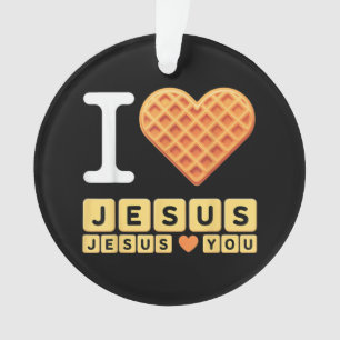 I Love Jesus Waffle Heart Ornament