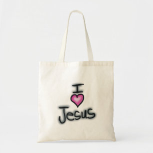 I Love Jesus With Pink Heart Tote Bag