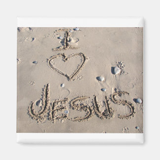 I love Jesus written in sand Magnet