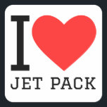 I love jet pack square sticker<br><div class="desc">I love jet pack ,  for geek lovers</div>