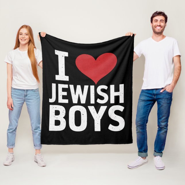 I Love Jewish Boys I Heart Jewish Boys Hanukkah Fleece Blanket (In Situ)