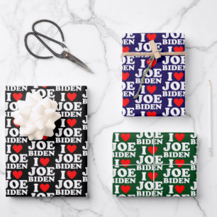 I Love Joe Biden   Joe Biden Heart Gift Wrapping Paper Sheet
