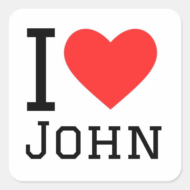 I love john square sticker (Front)