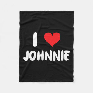 I Love Johnnie - Heart Fleece Blanket