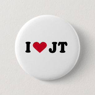 I LOVE JT 2 INCH ROUND BUTTON