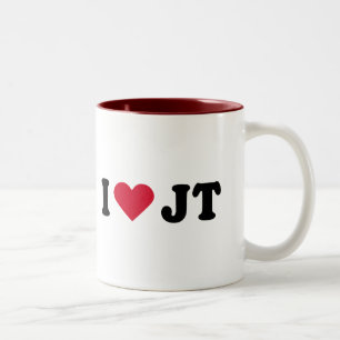 I LOVE JT Two-Tone COFFEE MUG