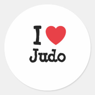 I love Judo heart custom personalized Classic Round Sticker