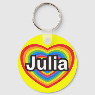I love Julia. I love you Julia. Heart Keychain