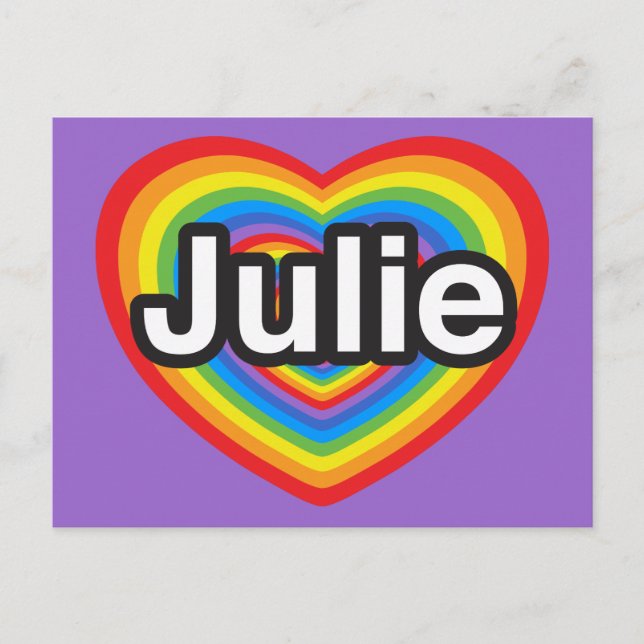 I love Julie. I love you Julie. Heart Postcard (Front)