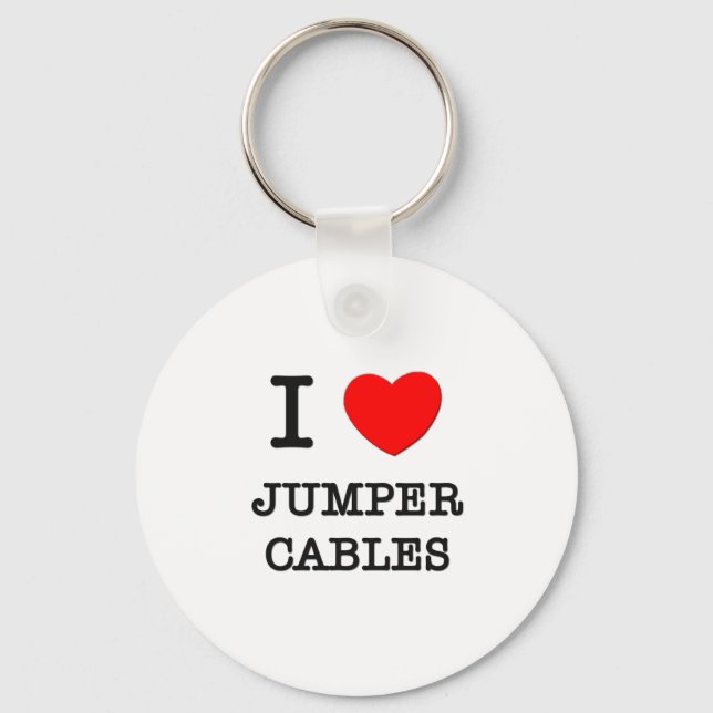 I Love Jumper Cables Keychain (Front)