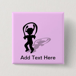 I Love Jumping Rope Silhouette Girl 2 Inch Square Button