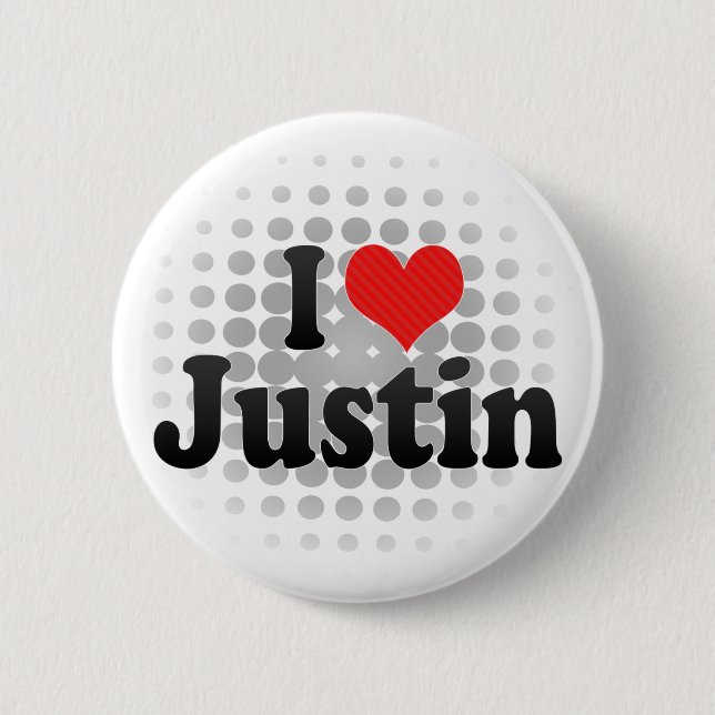I Love Justin 2 Inch Round Button (Front)