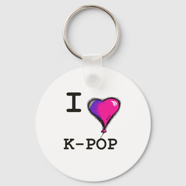 I Love K-POP (hwaiting) T-shirt Tee Keychain (Front)