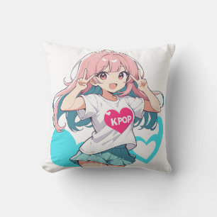 I love K-POP - Kポップ, 케이팝 Throw Pillow