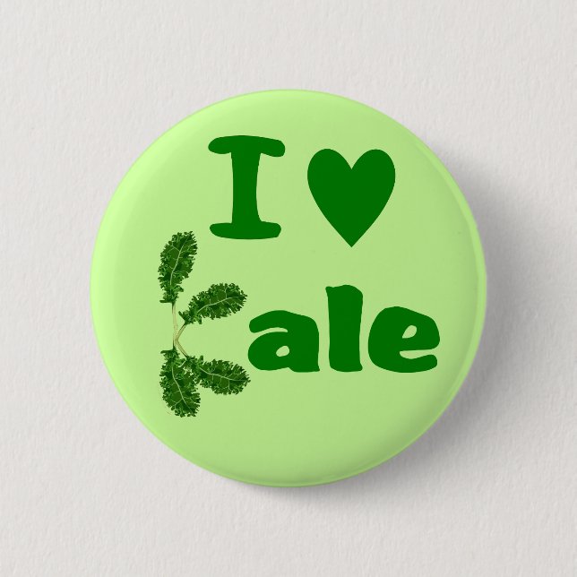 I Love Kale (I Heart Kale) Vegetable/Gardener 2 Inch Round Button (Front)