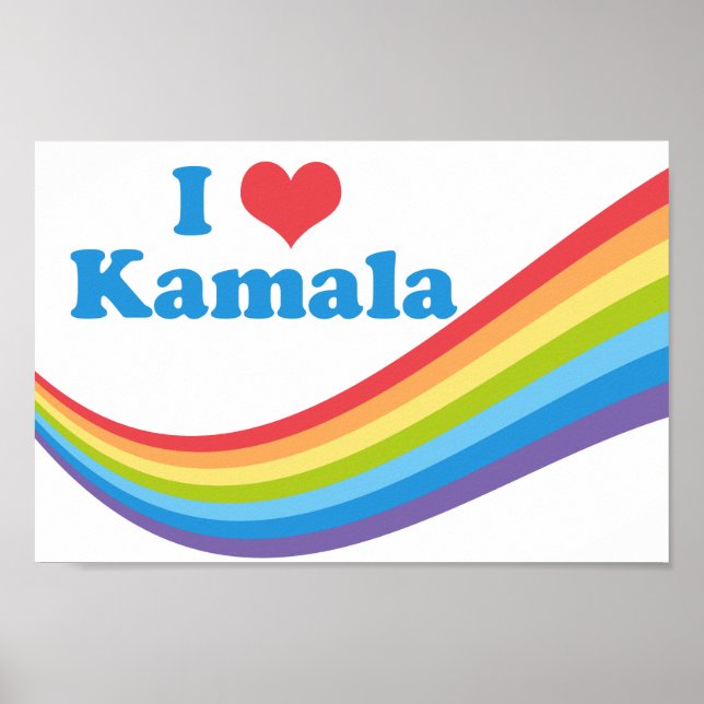 I Love Kamala Cute Election Rainbow Poster (Front)