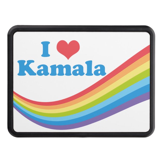 I Love Kamala Cute Election Rainbow Trailer Hitch Cover (Front)
