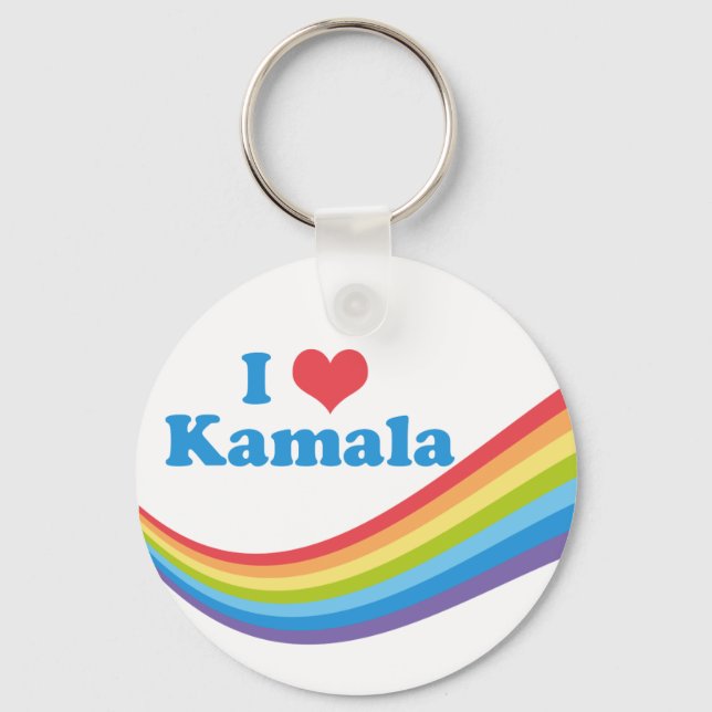 I Love Kamala Harris Rainbow Democrat Women Keychain (Front)