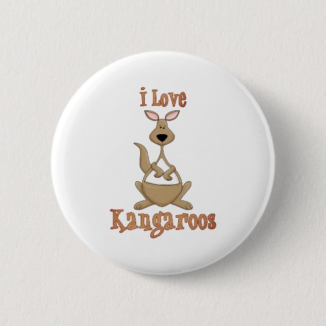 I Love Kangaroos 2 Inch Round Button (Front)
