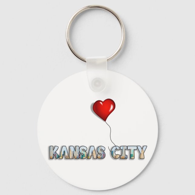 I Love Kansas City with KC Skyline Inside Letters Keychain (Front)