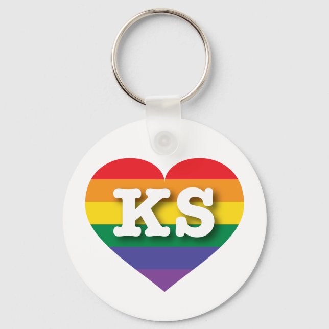 I Love Kansas Rainbow Heart Keychain (Front)