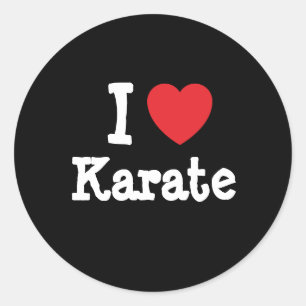 I love Karate heart custom personalized Classic Round Sticker