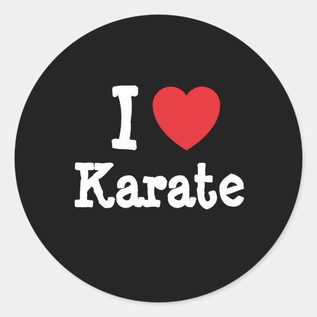 I love Karate heart custom personalized Classic Round Sticker (Front)