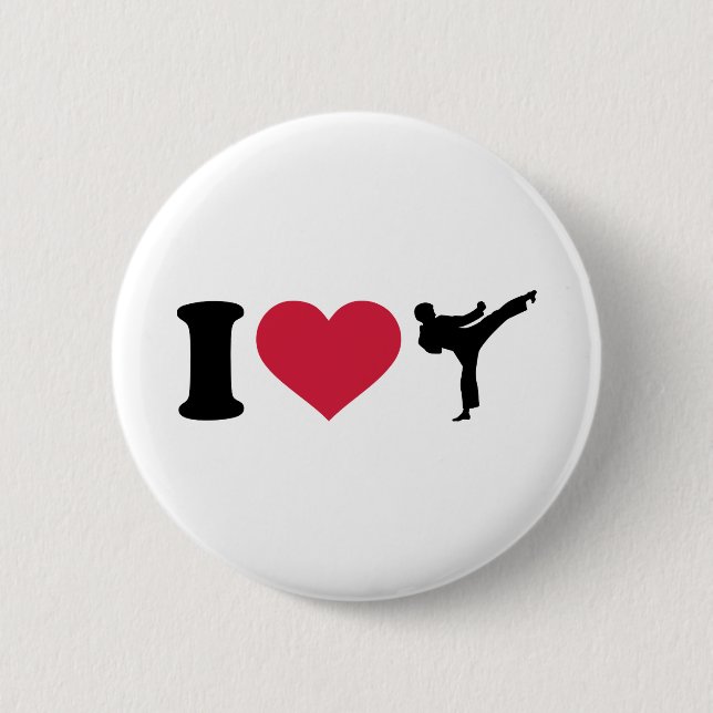 I love Karate Kickboxing 2 Inch Round Button (Front)